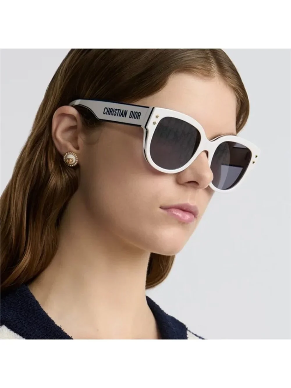 Dior DIORPACIFIC B2F 95A8 Sunglasses White/Blue Square Frame, Silver Lenses
